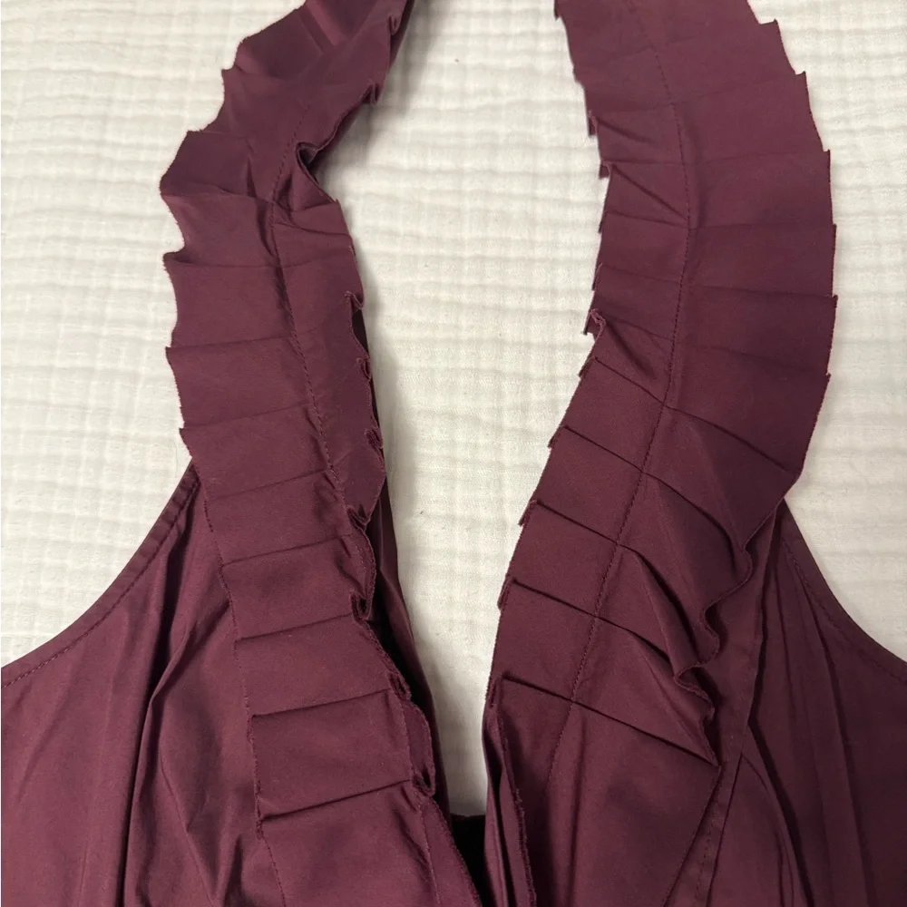 BCBGMaxAzria Red Ruffled Halter Tank Top - Picture 2 of 4